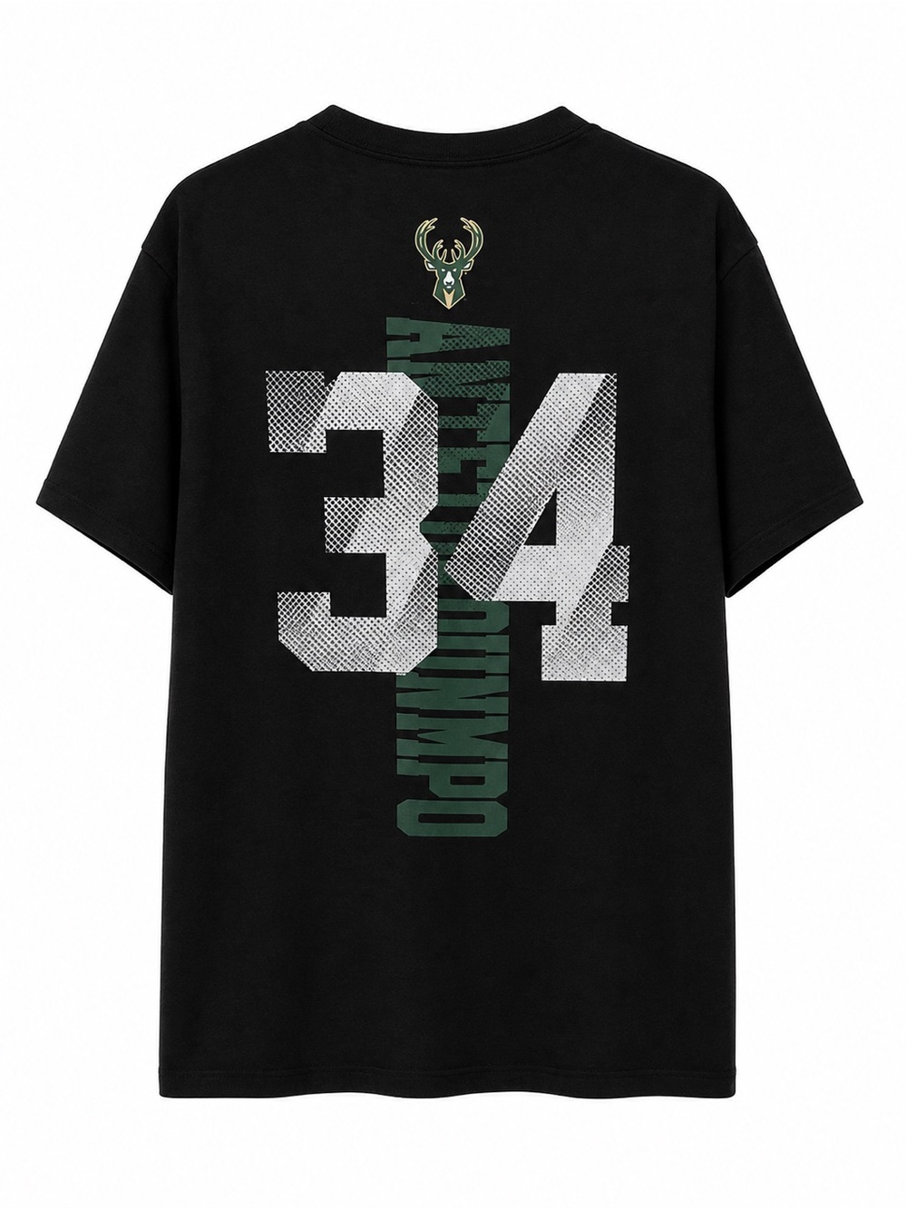 NWT NBA Milwaukee Bucks Giannis Antetokounmpo #34 Black Graphic T-Shirt Size L - Picture 2 of 5